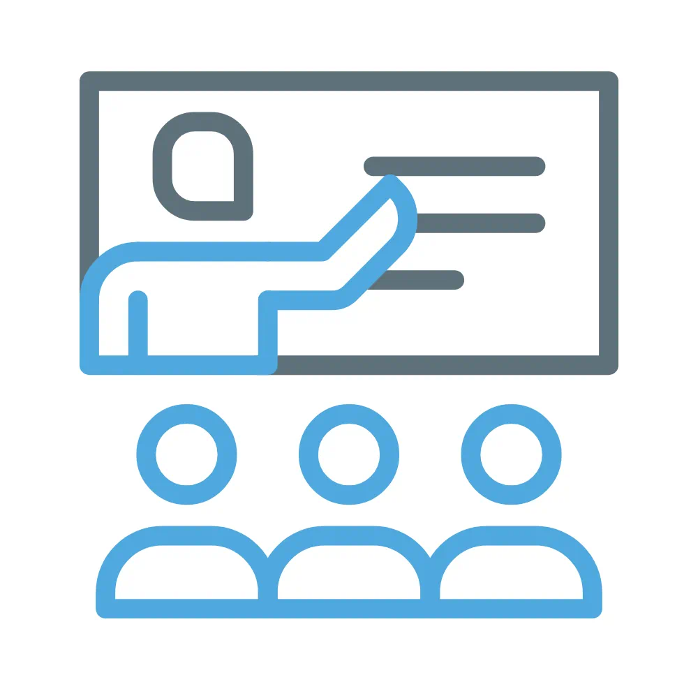 Icône représentant une formation RBQ en classe offerte par Gestion Solution Construction dans ses salles de cours au Québec